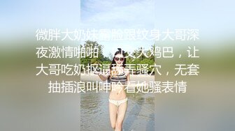 微胖大奶妹露脸跟纹身大哥深夜激情啪啪，口交大鸡巴，让大哥吃奶抠逼舔弄骚穴，无套抽插浪叫呻吟看她骚表情