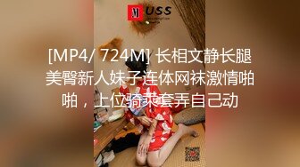 [MP4/ 724M] 长相文静长腿美臀新人妹子连体网袜激情啪啪，上位骑乘套弄自己动