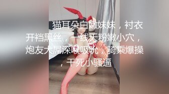 ❤️❤️猫耳朵白嫩妹妹，衬衣开裆黑丝，一线天粉嫩小穴，炮友大屌深喉吸吮，骑乘爆操，干死小骚逼