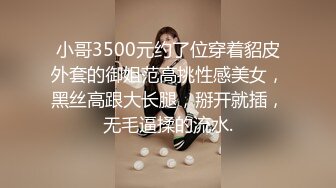 小哥3500元约了位穿着貂皮外套的御姐范高挑性感美女，黑丝高跟大长腿，掰开就插，无毛逼揉的流水.